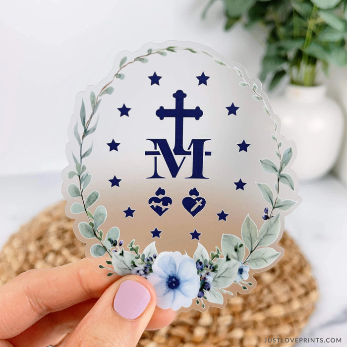 Miraculous Medal Sticker | Floral Border