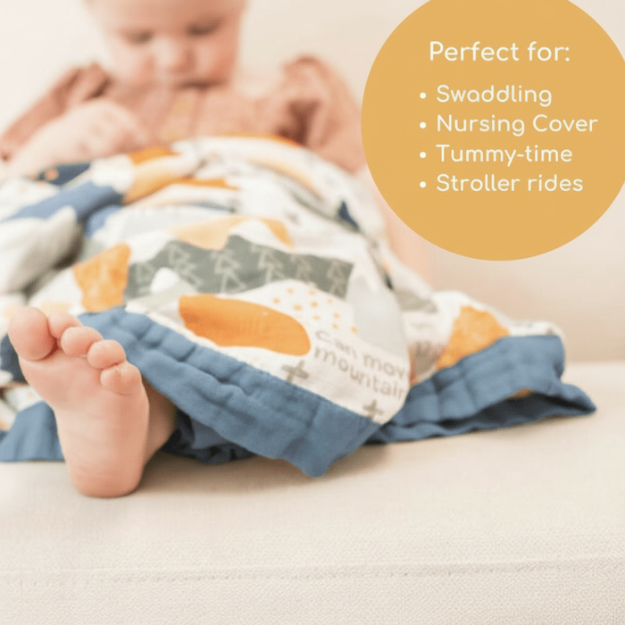 Luxury Double-Sided Muslin Blanket | Faith Moves Mountains