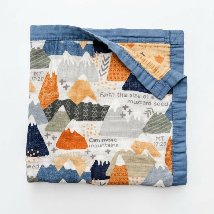 Luxury Double-Sided Muslin Blanket | Faith Moves Mountains