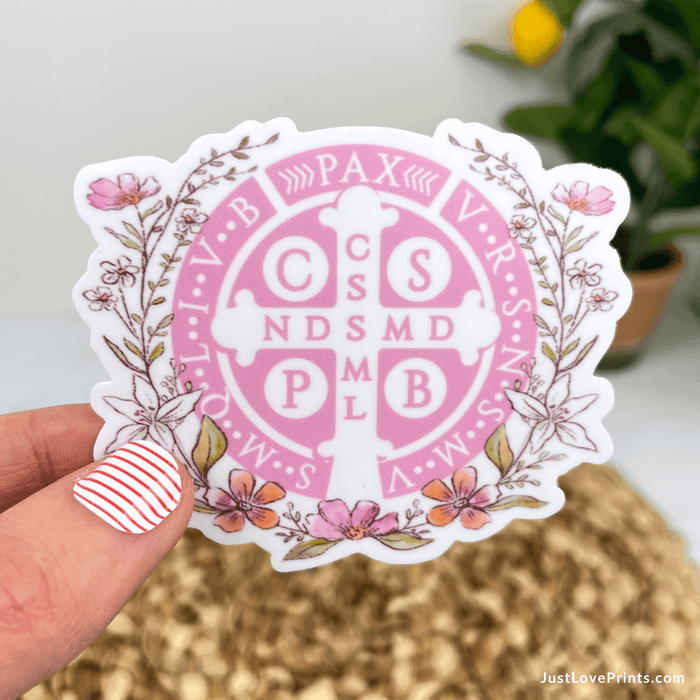 Floral St. Benedict Medal Sticker