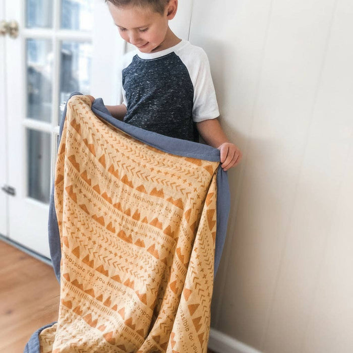 Luxury Double-Sided Muslin Blanket | Faith Moves Mountains