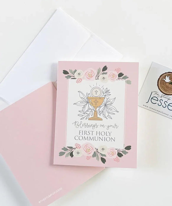First Holy Communion Card | Pink