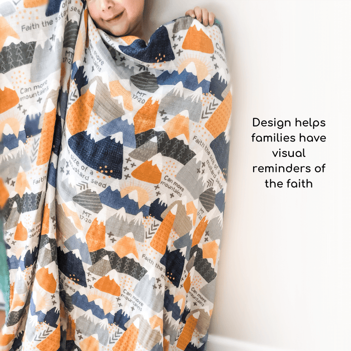 Luxury Double-Sided Muslin Blanket | Faith Moves Mountains