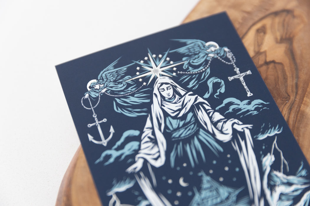 Stella Maris Silver Holy Card | Foiled