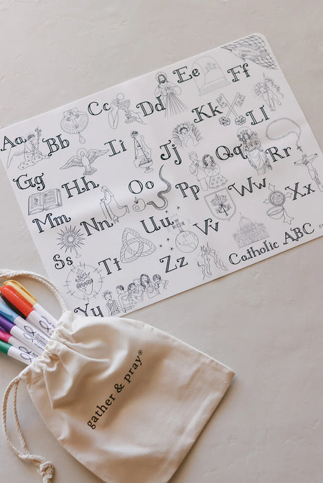 Reusable Colouring Placemat | Catholic ABCs