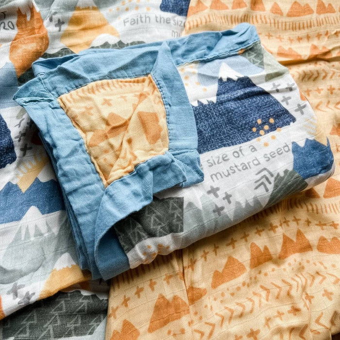 Luxury Double-Sided Muslin Blanket | Faith Moves Mountains