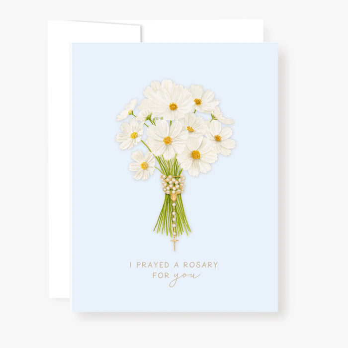 Rosary Card | White Cosmos Bouquet