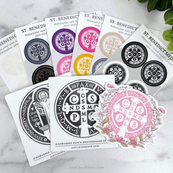 Floral St. Benedict Medal Sticker