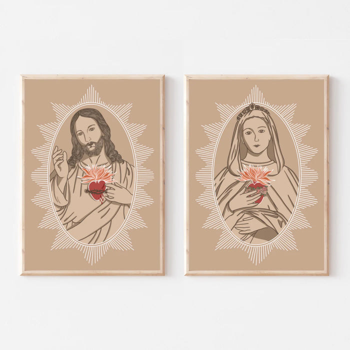 Sacred and Immaculate Hearts Prints Set