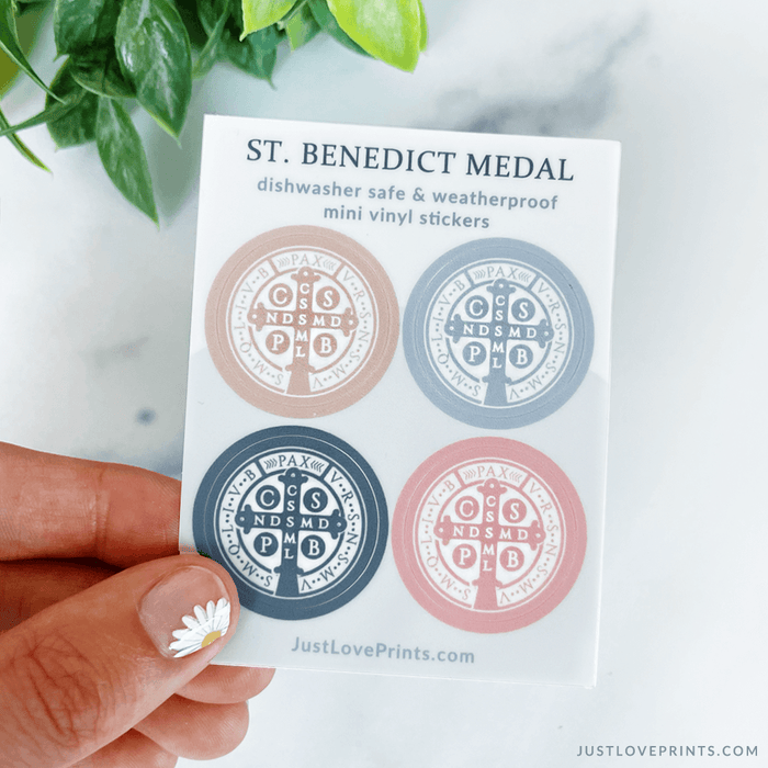 Mini Colourful St. Benedict Medal Sticker Sheet