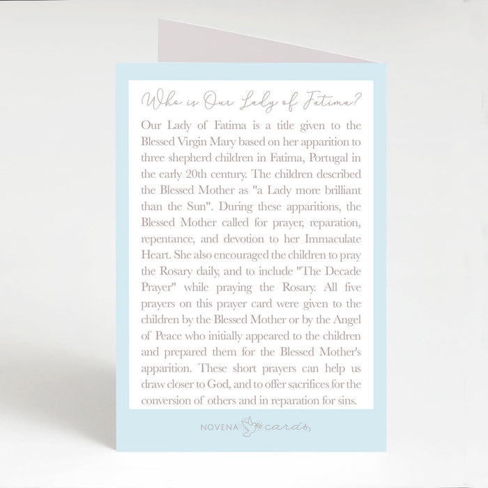 Folded Prayer Card | Our Lady of Fatima