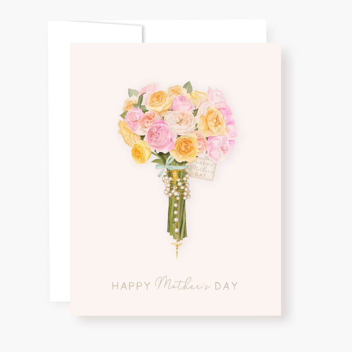 Rosary Card | Mother's Day | Mixed Roses Bouquet