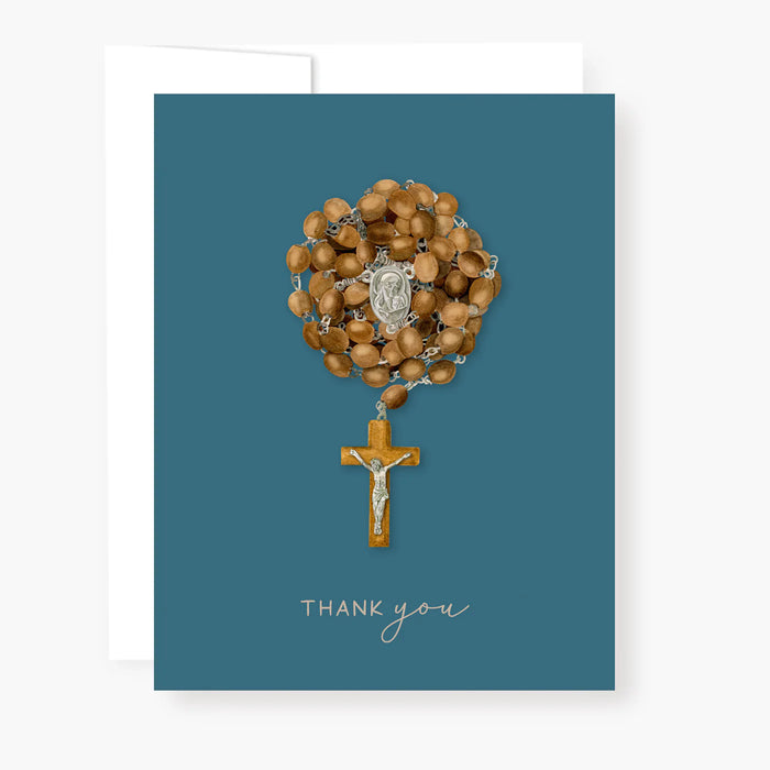 Rosary Card | Wooden Rosary | Thank You | Teal