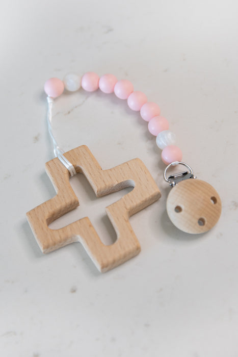 Soother Clip with Teether | Mystical Rose