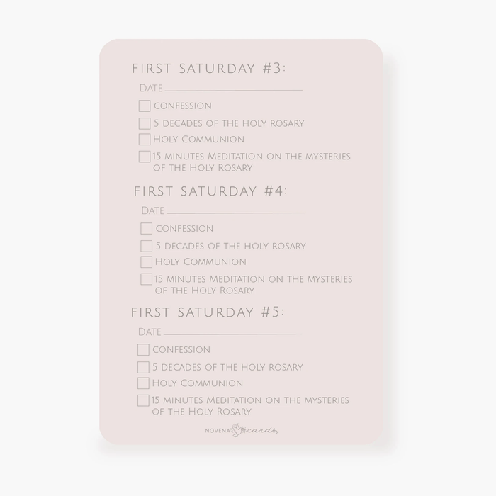 First Five Saturdays Checklist