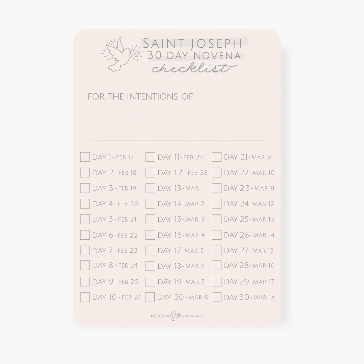 30 Day St. Joseph Novena Checklist | A Humble Home