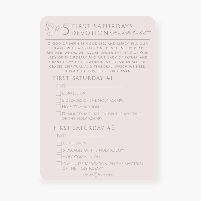 First Five Saturdays Checklist