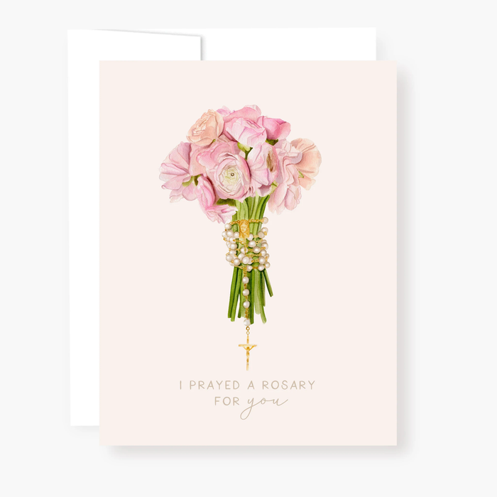 Rosary Card | Pink Ranunculus Bouquet